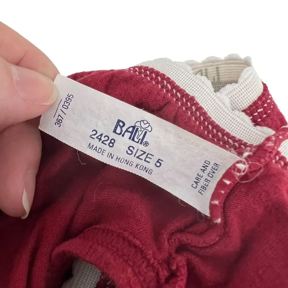 Vintage Bali 2428 Panty Red Hi Leg Cotton Bikini Womens Size 5